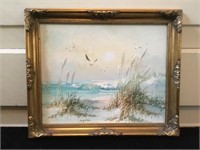 Framed oil paintings on board,  of Seashore,