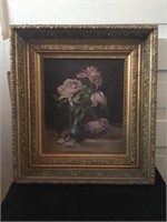 Beautifully guilt-framed still-life of purple