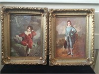 Two nice framed prints of Red boy and Blue boy.