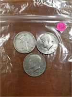 1937 WALKING LIBERTY SILVER HALF DOLLAR & 2 1974