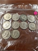 10 KENNEDY HALF DOLLARS ASSORTED DATES