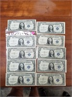 10 SILVER CERTIFICATE DOLLARS