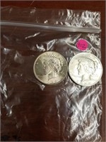 1922 & 1923 AU SILVER PEACE DOLLAR