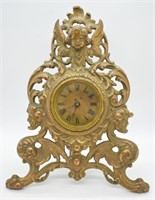 Antique Bronzed Brass Cherub Easel Clock