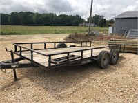 ONEIL 16FT UTILITY TRAILER W/ JACK AND GOOD FLOOR