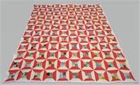 Vintage Hand-sewn Checker Pattern Quilt