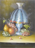 Still-life w/ Lamp & Fruit O/C