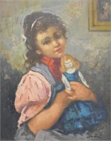 Doria Portrait of a Girl with a Doll O/C