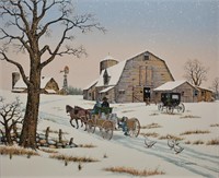 C. Carson  Amish Winter Landscape Serigraph