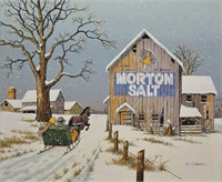 C. Carson Morton Salt Ad Barn Scene Serigraph