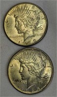 Pair Of 1925 Peace Dollars