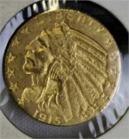 1915 Indian Head $5 Gold Coin