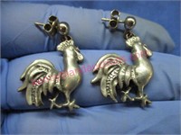 vintage rooster post earrings