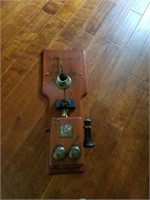 ANTIQUE CRANK WALL PHONE-WALNUT INDEPENDENT SYSTEM
