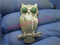 vintage sterling owl pin (turquoise eyes)