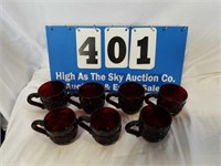 Set of 7 Beautiful Ruby Red Glass Coffee Cups