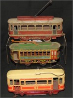 3 Tin Trolley Cars