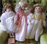 Lot Of 3 Porcelain Dolls