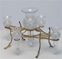 FRENCH CUT CRYSTAL & BRASS CENTERPIECE