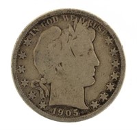 1905-S Barber Silver Half Dollar