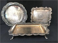 3 Silverplate Serving Trays with Quicksilver