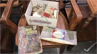 Box of dollhouse furniture, vintage comic books,