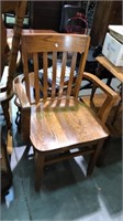 Antique teachers oak armchair, (536)