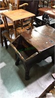 Large pine side table with storage inside, two