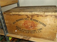VINTAGE KILIAN WOOD BOX BALL BEARINGS, CASTERS
