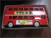 Vintage Tin Toy Red Bus with Friction Double
