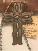 OLD PAWN STERLING NATIVE AM. CROSS SIGNED "NN"