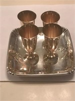 STERLING TRAY AND COMMUNION 4 CUPS165 GRAMS