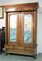 Oak Wardrobe with Columns and Carved Decoration