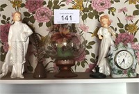 Clock, Candle Holder & Figurines