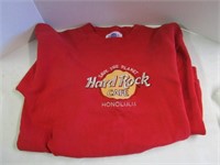 Large red Hard Rock Cafe Honolulu sweat shirt;