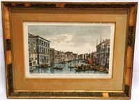 VENETIAN ENGRAVING, CANAL SCENE, CANOLETTO NO. 8