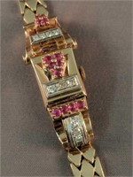 1930's Art Deco 14k Rose Gold Tiffany Ladies Watch