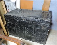 Antique Steamer Trunk, Metal Case, 44" x 25" x 29"