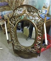 Wall Mirror with Shelf & Candleholders, 36" x 25"