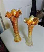 Carnival Glass Vases, Tallest 10"