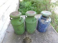 3 Milk Cans with Lids