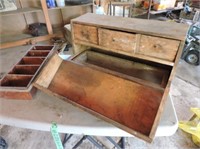 Antique Wood Tool Box, 18" x 9" x 9.5"