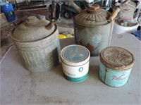 2 Small Gas Cans, Tobacco Cans