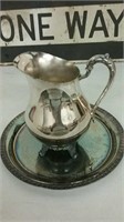 Silverplate  tray and water pitcher