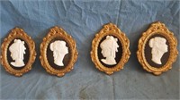 (4) Ornate Framed Head Prints