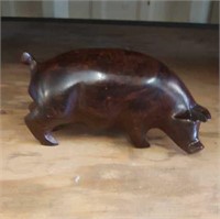 Wooden Heavy Pig Figurine