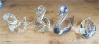 (4) Crystal & Glass Bird Figurines