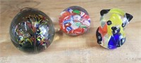 (3) Glass Paper Weights