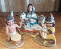 (3) Native American Figurines