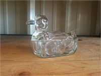 Heavy Glass Duck Candy Dish